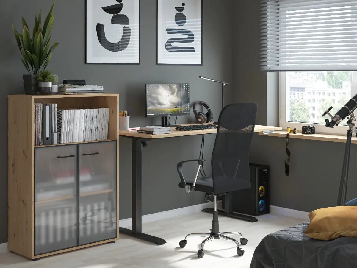 BRW SPACE OFFICE stůl BIU/160/90/A/P, pravá, dub artisan - náhled 4
