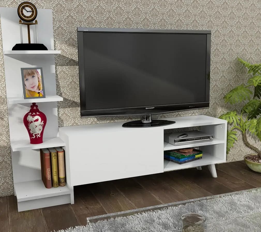 Casarredo Televizní stolek s regálem HINIS - bílá