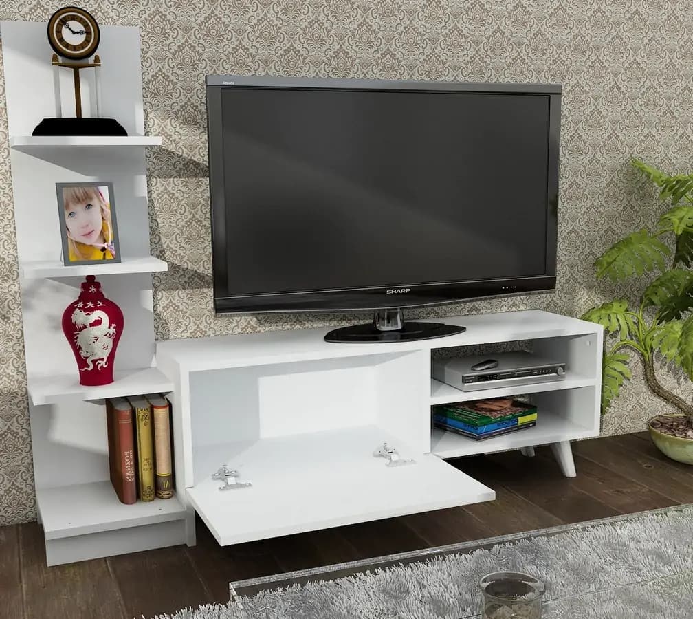 Casarredo Televizní stolek s regálem HINIS - bílá - náhled 3