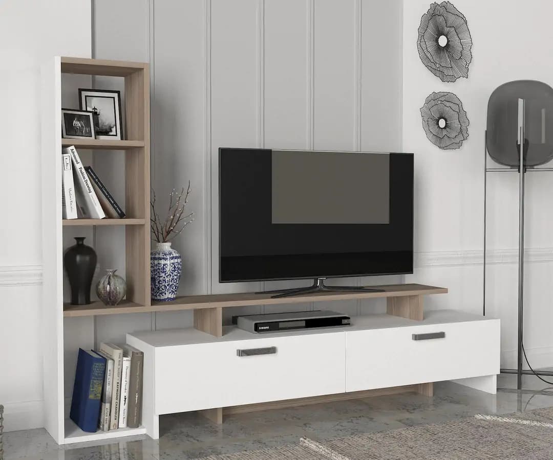 Casarredo Televizní stolek s regálem SHENDI - bílá/cordoba - náhled 4