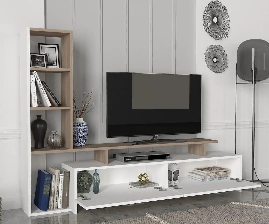 Casarredo Televizní stolek s regálem SHENDI - bílá/cordoba - náhled 3
