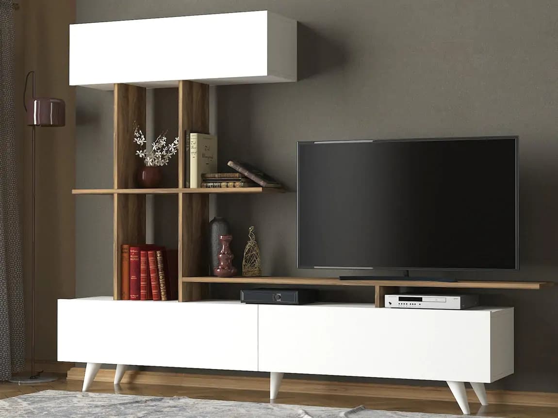 Casarredo Televizní stolek GERBA - bílá/ořech - náhled 2
