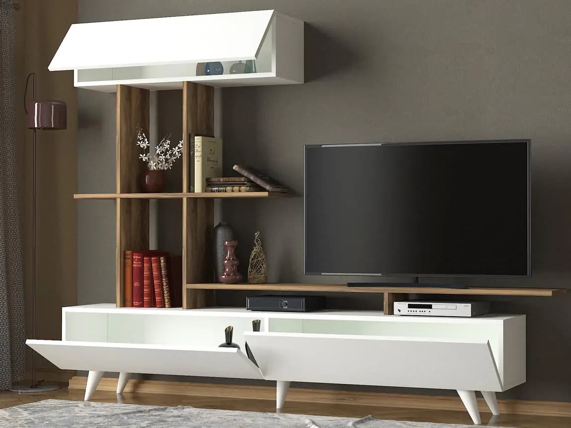 Casarredo Televizní stolek GERBA - bílá/ořech - náhled 3