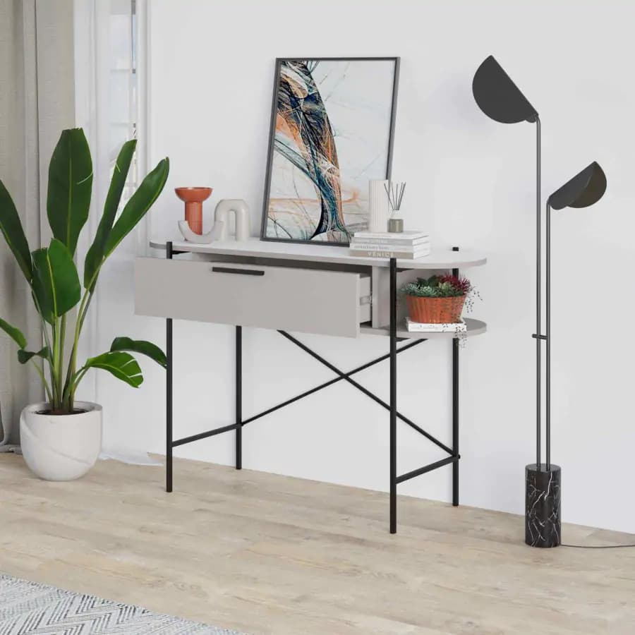 Casarredo Konzolový stolek LUNA - moka / bílá - náhled 3