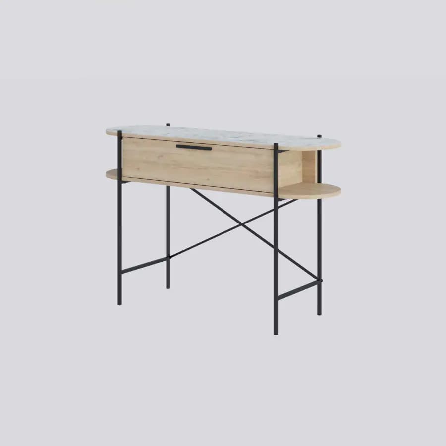 Casarredo Konzolový stolek LUNA - dub / bílá Carrara - náhled 2