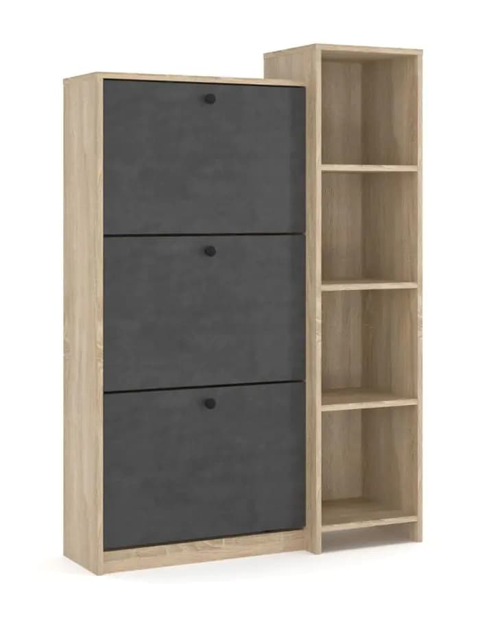 Casarredo Výklopný třídveřový botník PIZZO - dub sonoma