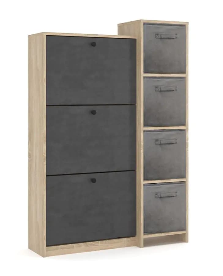 Casarredo Výklopný třídveřový botník PIZZO - dub sonoma - náhled 3