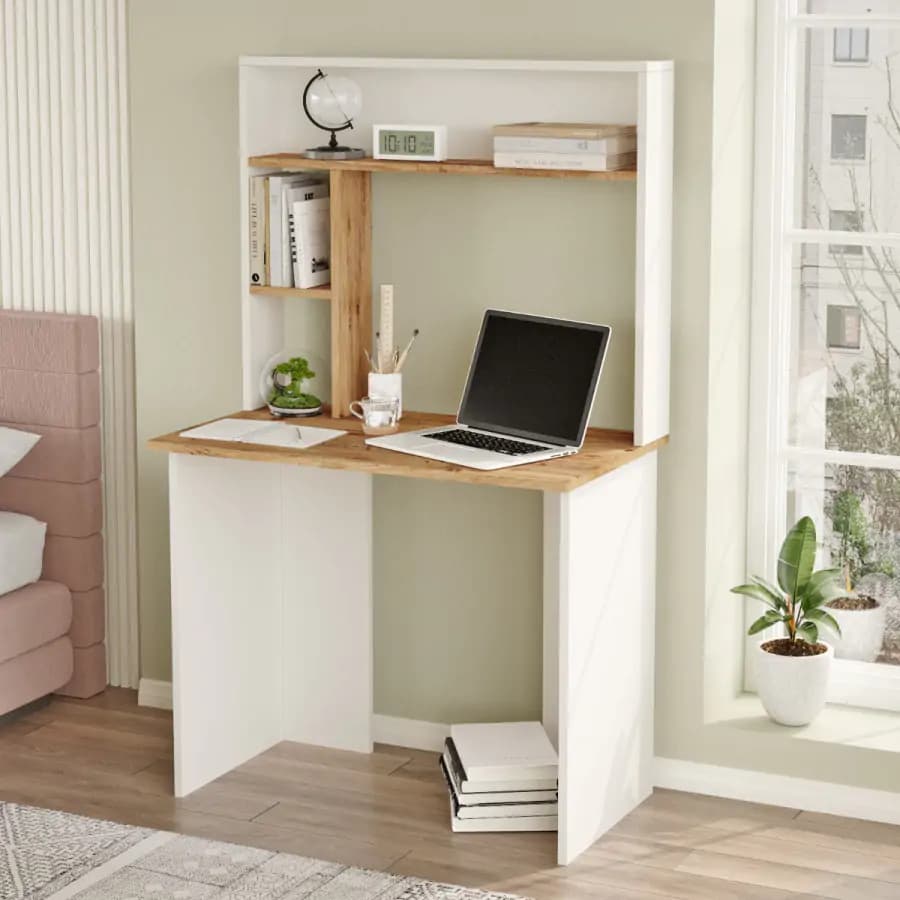 Casarredo Psací stůl s nástavcem HONTON - bílá/borovice - náhled 3