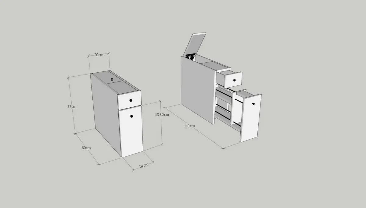 Casarredo Úzká koupelnová skříňka KALDER - bílá - náhled 5