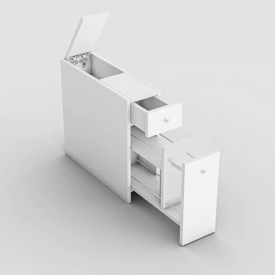 Casarredo Úzká koupelnová skříňka KALDER - bílá - náhled 3