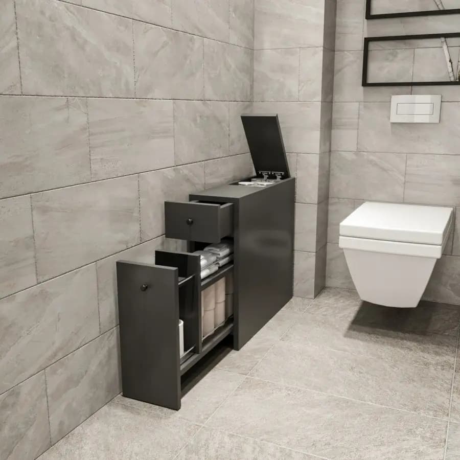 Casarredo Úzká koupelnová skříňka KALDER - antracit - náhled 3