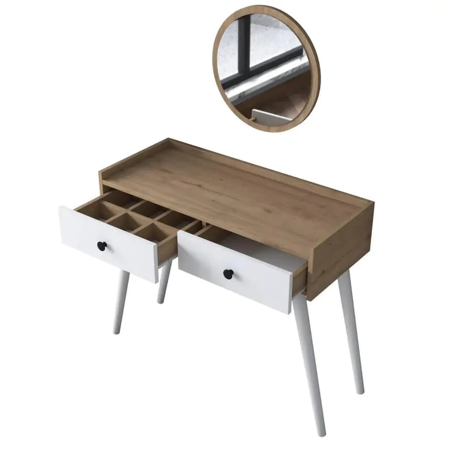 Casarredo Toaletní stolek se zrcadlem BRORA - dub/bílá - náhled 2