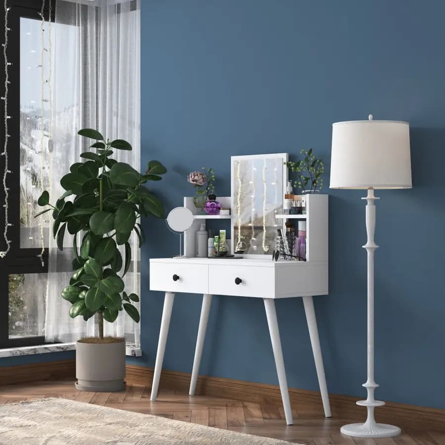 Casarredo Kosmetický stolek LONATO se zrcadlem - bílá - náhled 4