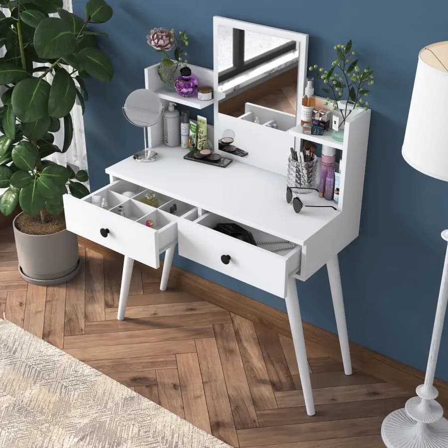 Casarredo Kosmetický stolek LONATO se zrcadlem - bílá - náhled 3