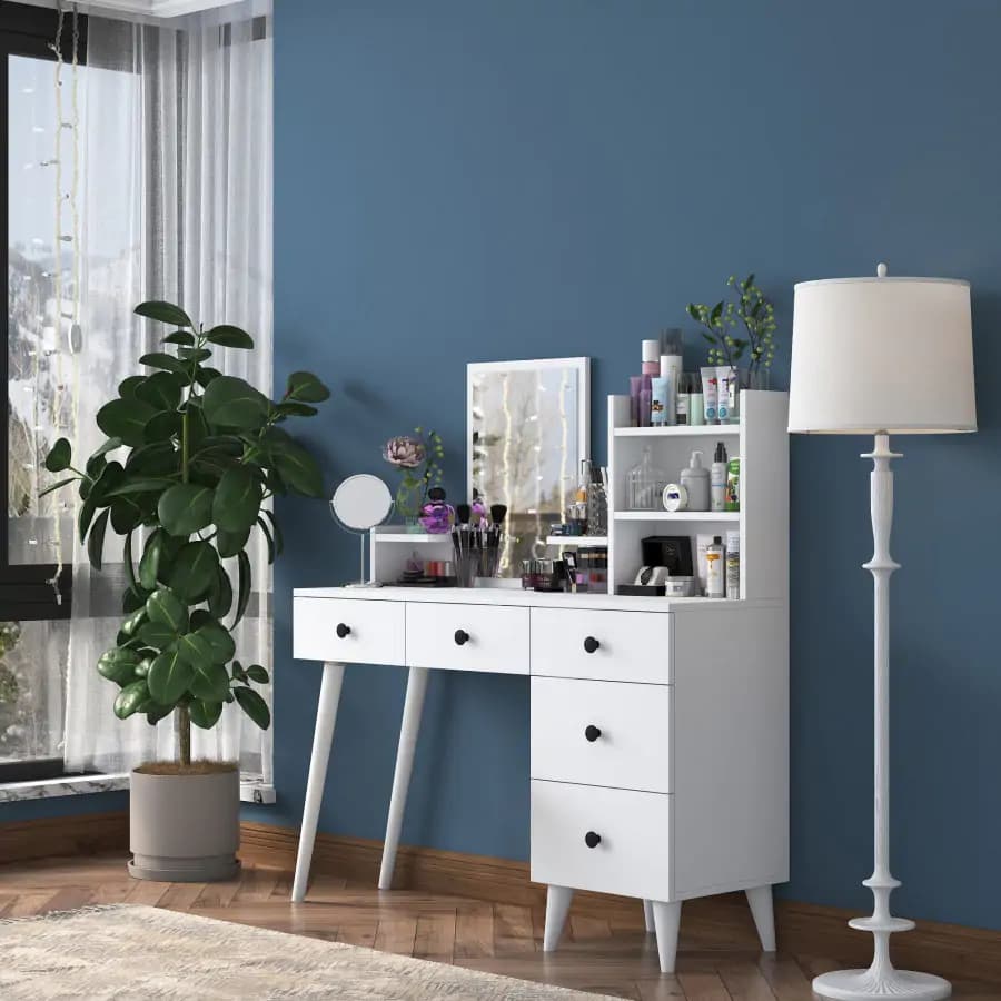 Casarredo Toaletní stolek LEVICO se zrcadlem - bílá - náhled 3