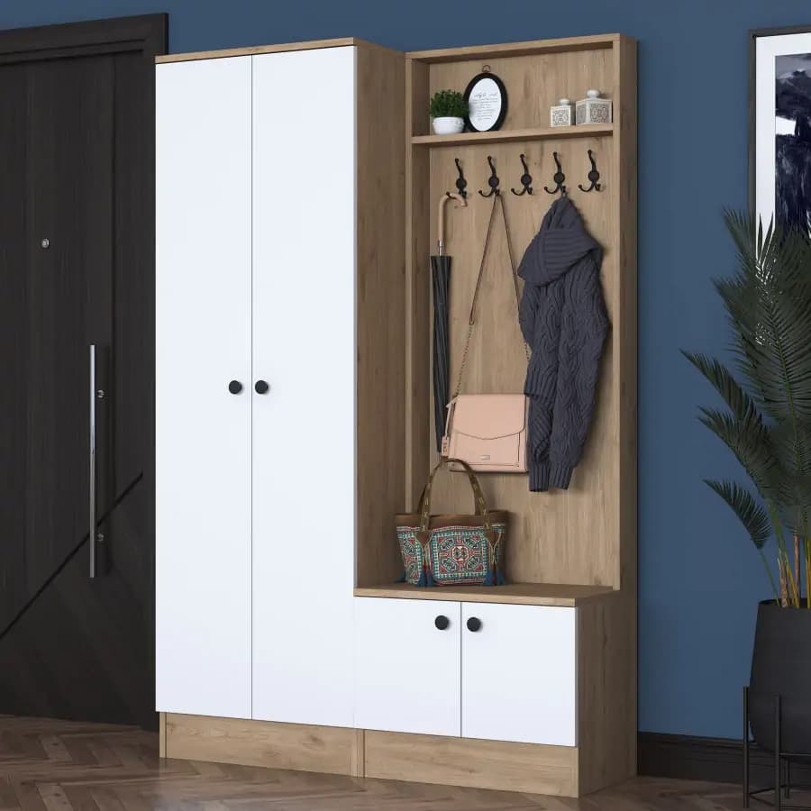 Casarredo Předsíňová stěna ZANICA - bílá/ořech
