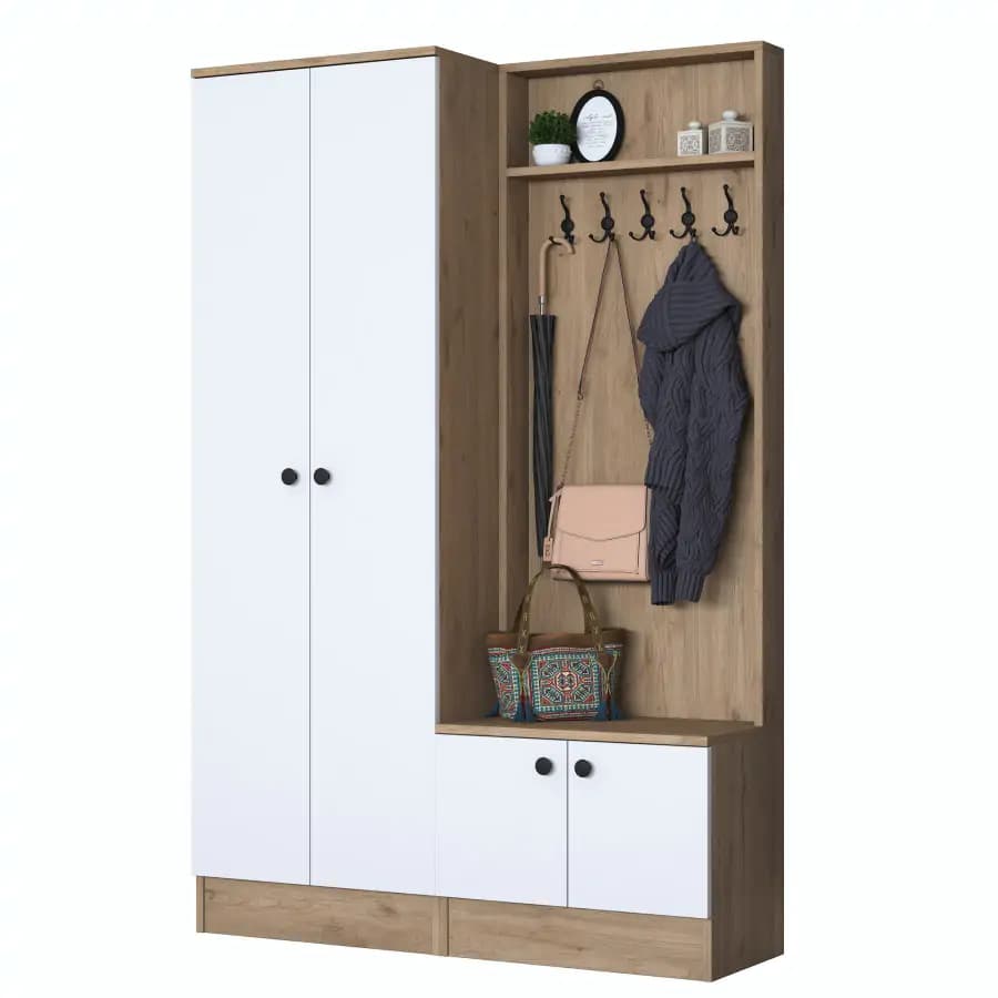Casarredo Předsíňová stěna ZANICA - bílá/ořech - náhled 2