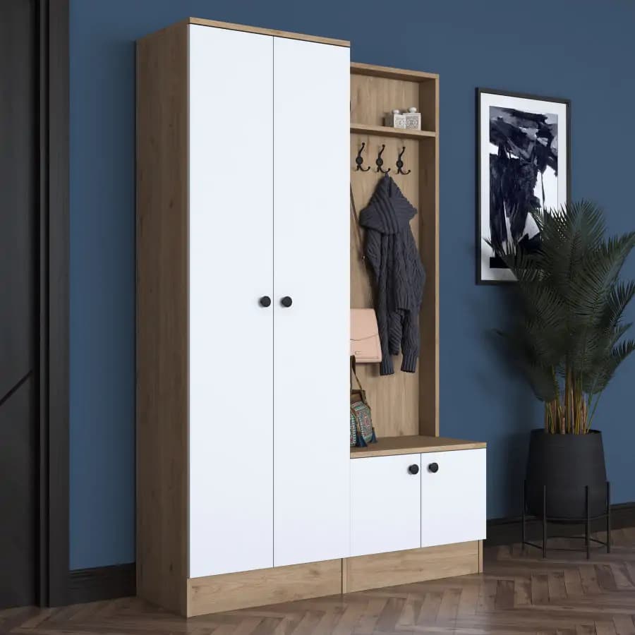 Casarredo Předsíňová stěna ZANICA - bílá/ořech - náhled 4