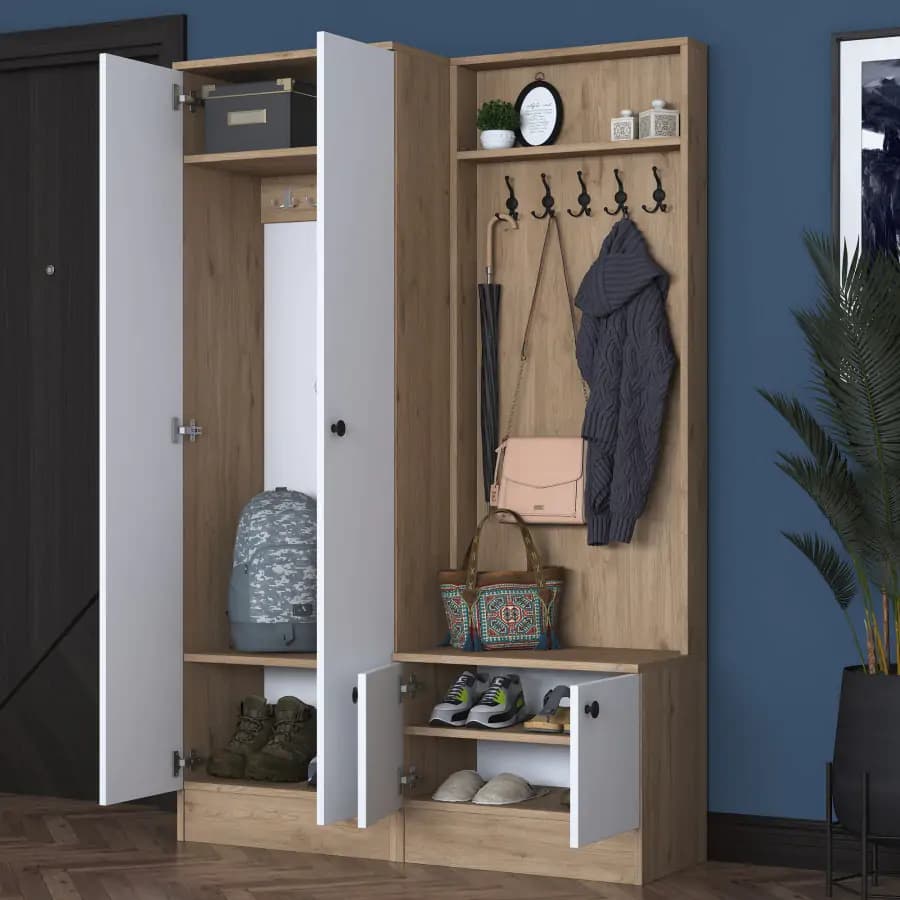 Casarredo Předsíňová stěna ZANICA - bílá/ořech - náhled 3