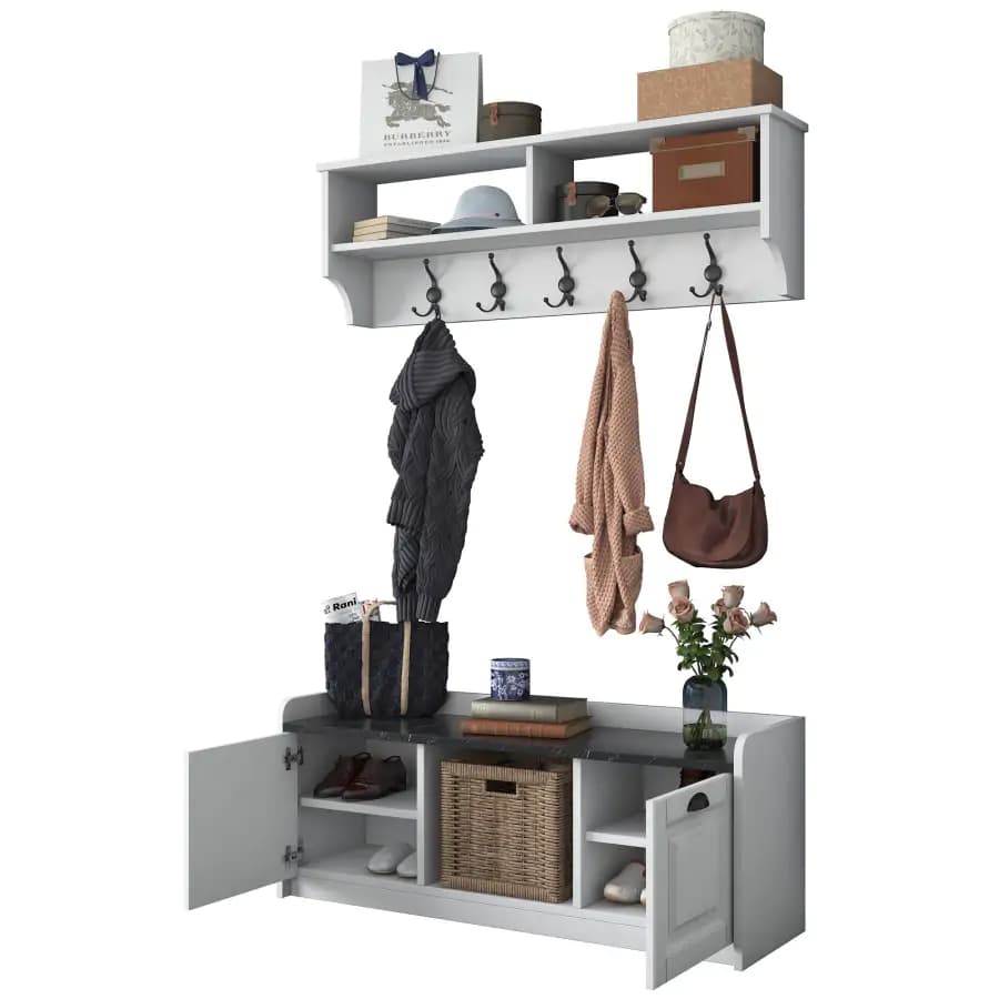 Casarredo Předsíňová sestava SADALI - bílá/mramor - náhled 2
