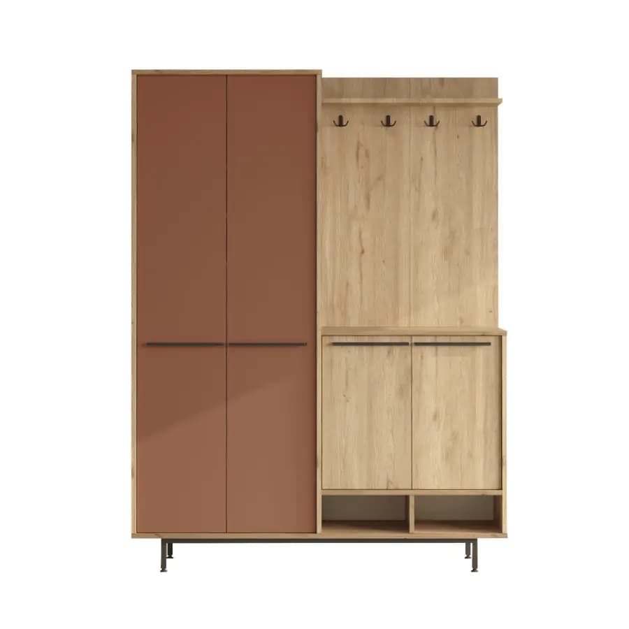 Casarredo Předsíňová stěna se skříní VALTIERA - dub/cihlová - náhled 2