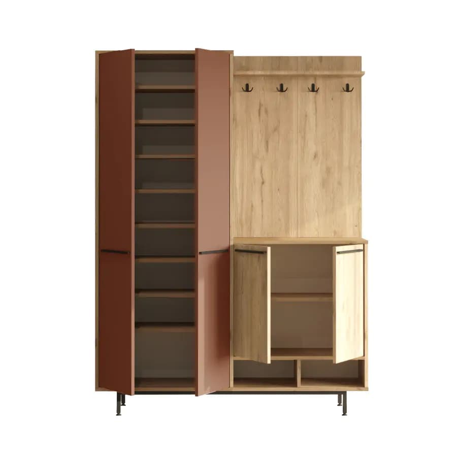 Casarredo Předsíňová stěna se skříní VALTIERA - dub/cihlová - náhled 3