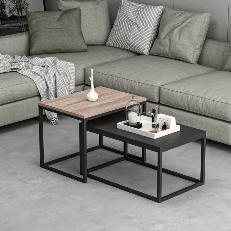 Casarredo Set stolků DYSTOS - ořech/černá - náhled 3