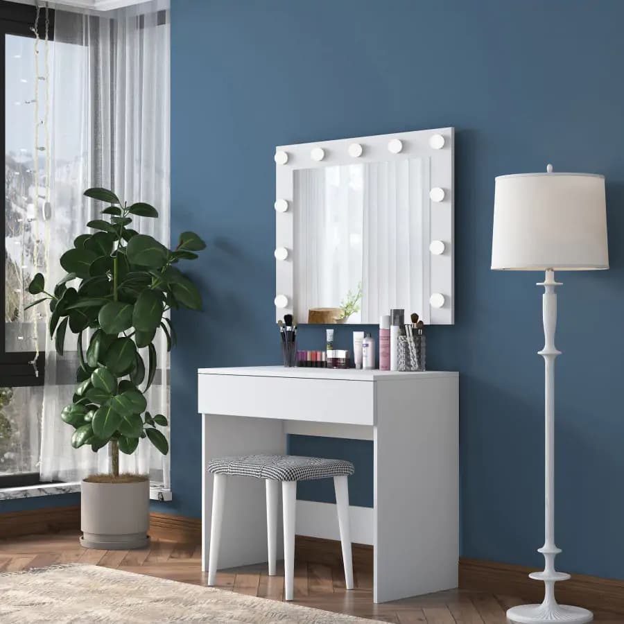 Casarredo Toaletní stolek NASINO se zrcadlem - bílá - náhled 4