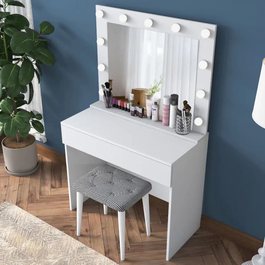 Casarredo Toaletní stolek NASINO se zrcadlem - bílá - náhled 5