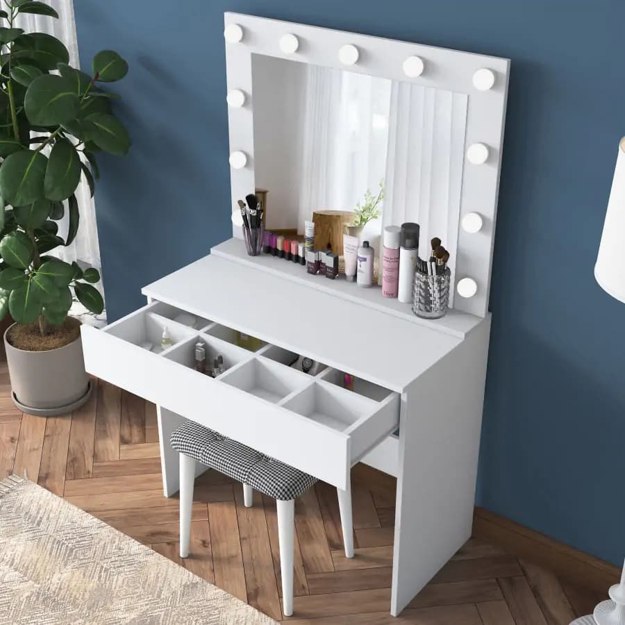 Casarredo Toaletní stolek NASINO se zrcadlem - bílá - náhled 2