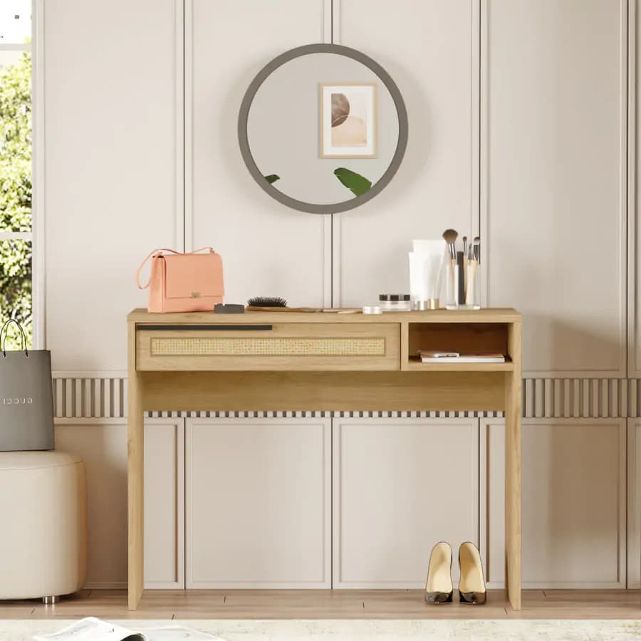 Casarredo Toaletní stolek MORELIA se zrcadlem - dub / jutový vzor