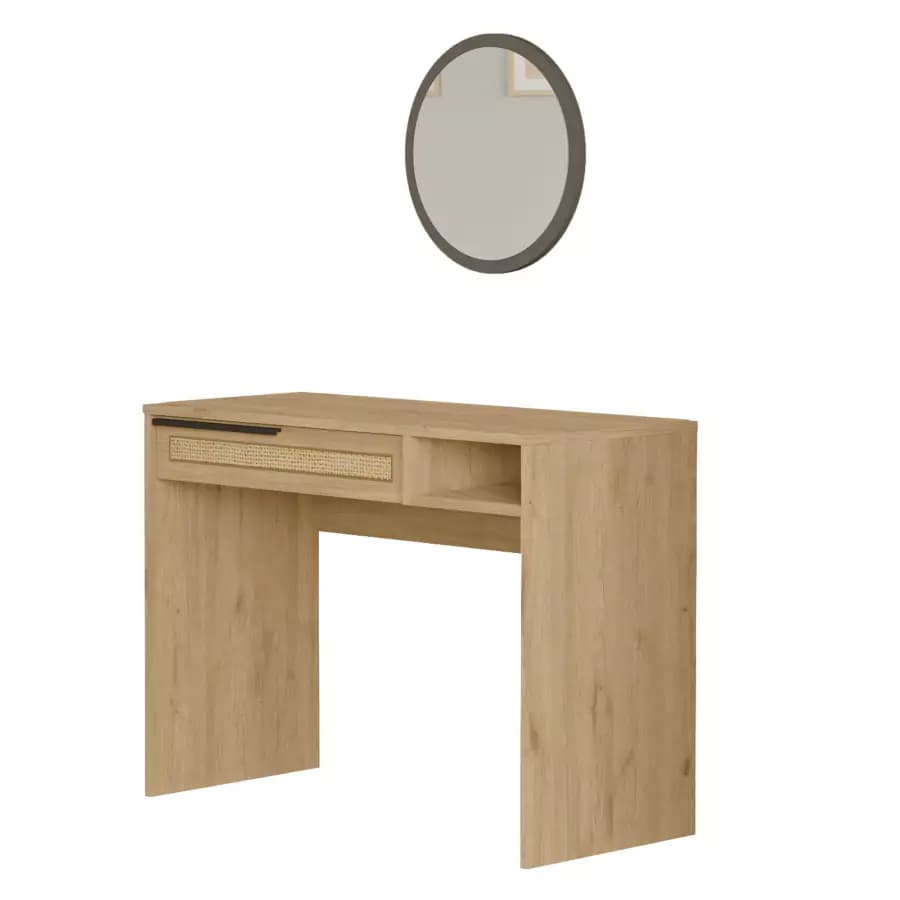Casarredo Toaletní stolek MORELIA se zrcadlem - dub / jutový vzor - náhled 2