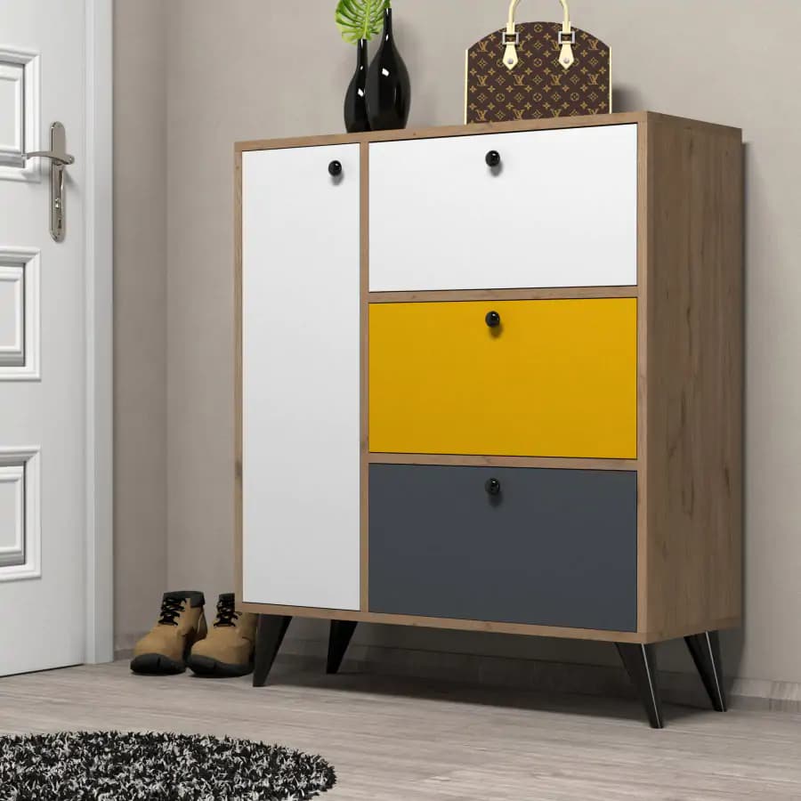 Casarredo Botník Bella 1804 - dub/bílá/žlutá - náhled 4