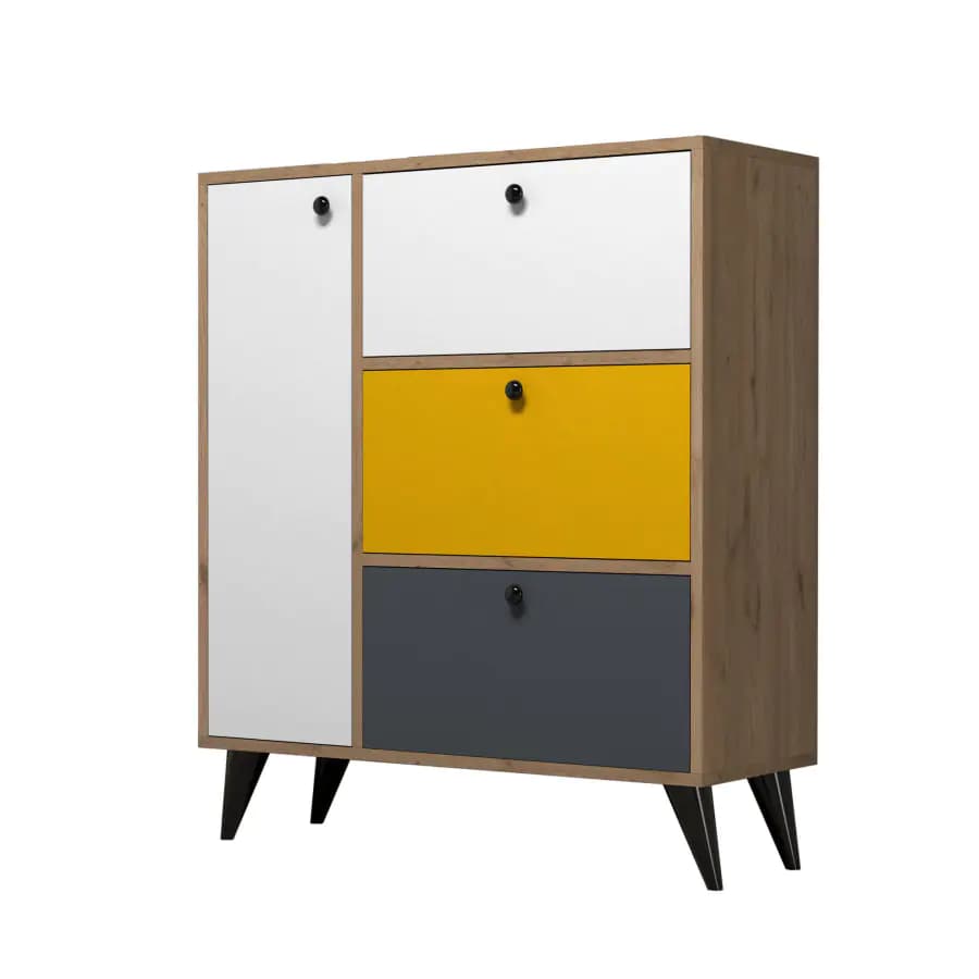 Casarredo Botník Bella 1804 - dub/bílá/žlutá