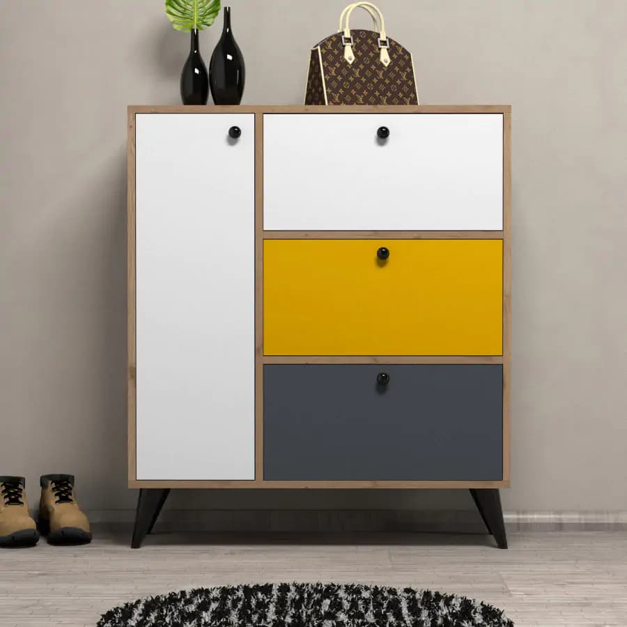Casarredo Botník Bella 1804 - dub/bílá/žlutá - náhled 3