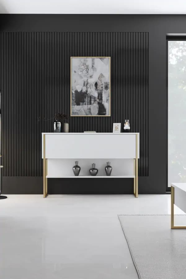 Casarredo Konzolový stolek se skříňkou LUXE - zlatá / bílá - náhled 4