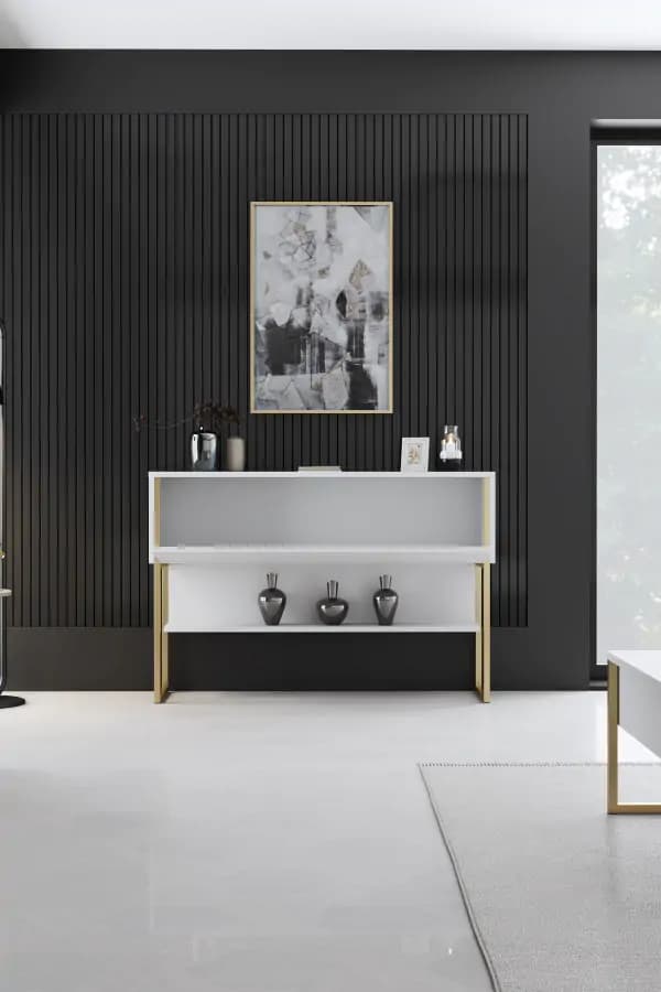 Casarredo Konzolový stolek se skříňkou LUXE - zlatá / bílá - náhled 5