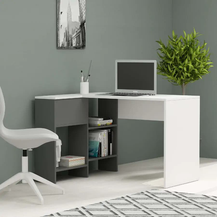 Casarredo Rohový psací stůl BUNBURY - bílá / antracit - náhled 3