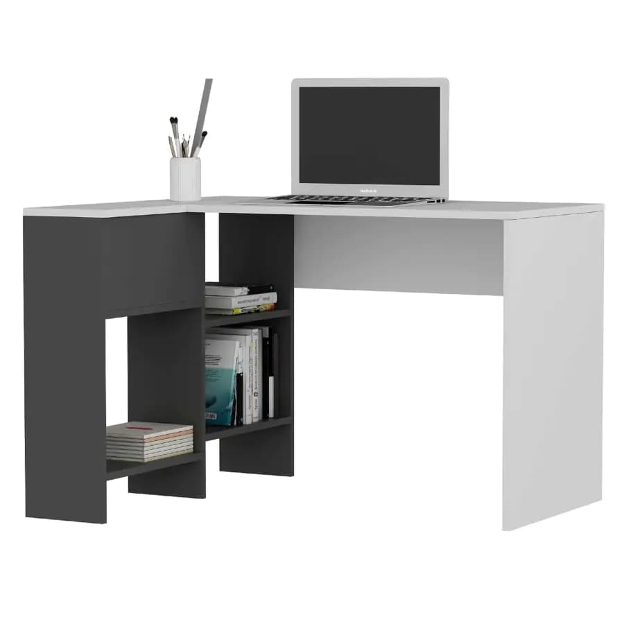 Casarredo Rohový psací stůl BUNBURY - bílá / antracit