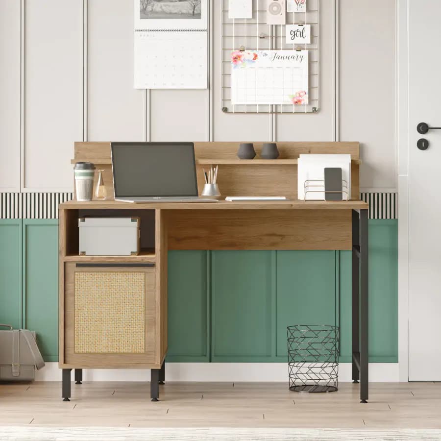 Casarredo Psací stůl MAZAPIL - dub/jutový vzor - náhled 3