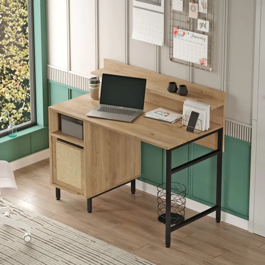 Casarredo Psací stůl MAZAPIL - dub/jutový vzor - náhled 5