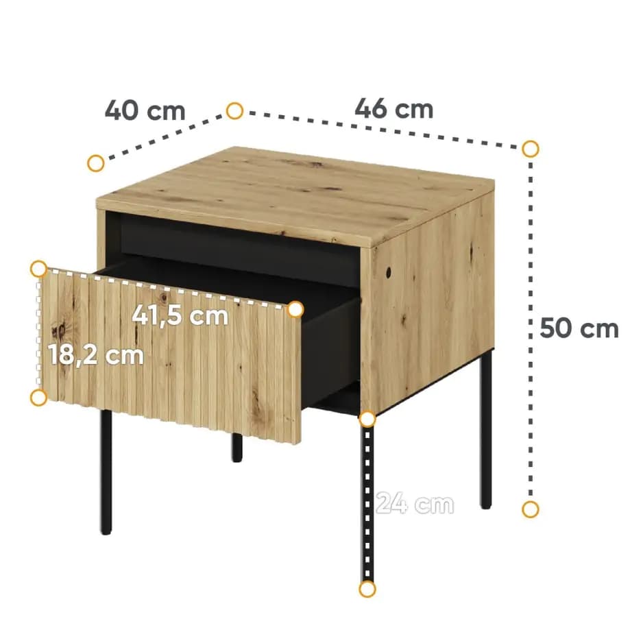 Casarredo Noční stolek 1S s LED IPOLIS - dub artisan - náhled 4