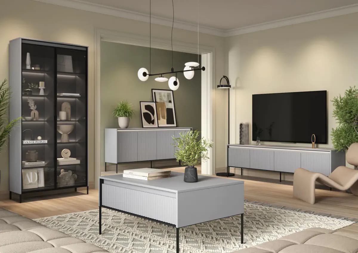 Casarredo Komoda 4D nízká s LED IPOLIS - šedá - náhled 3