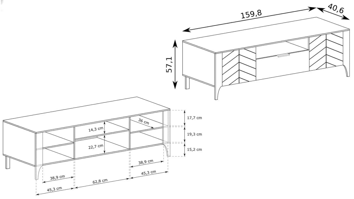 Casarredo Televizní stolek 2D1S KENORA - kašmír - náhled 5