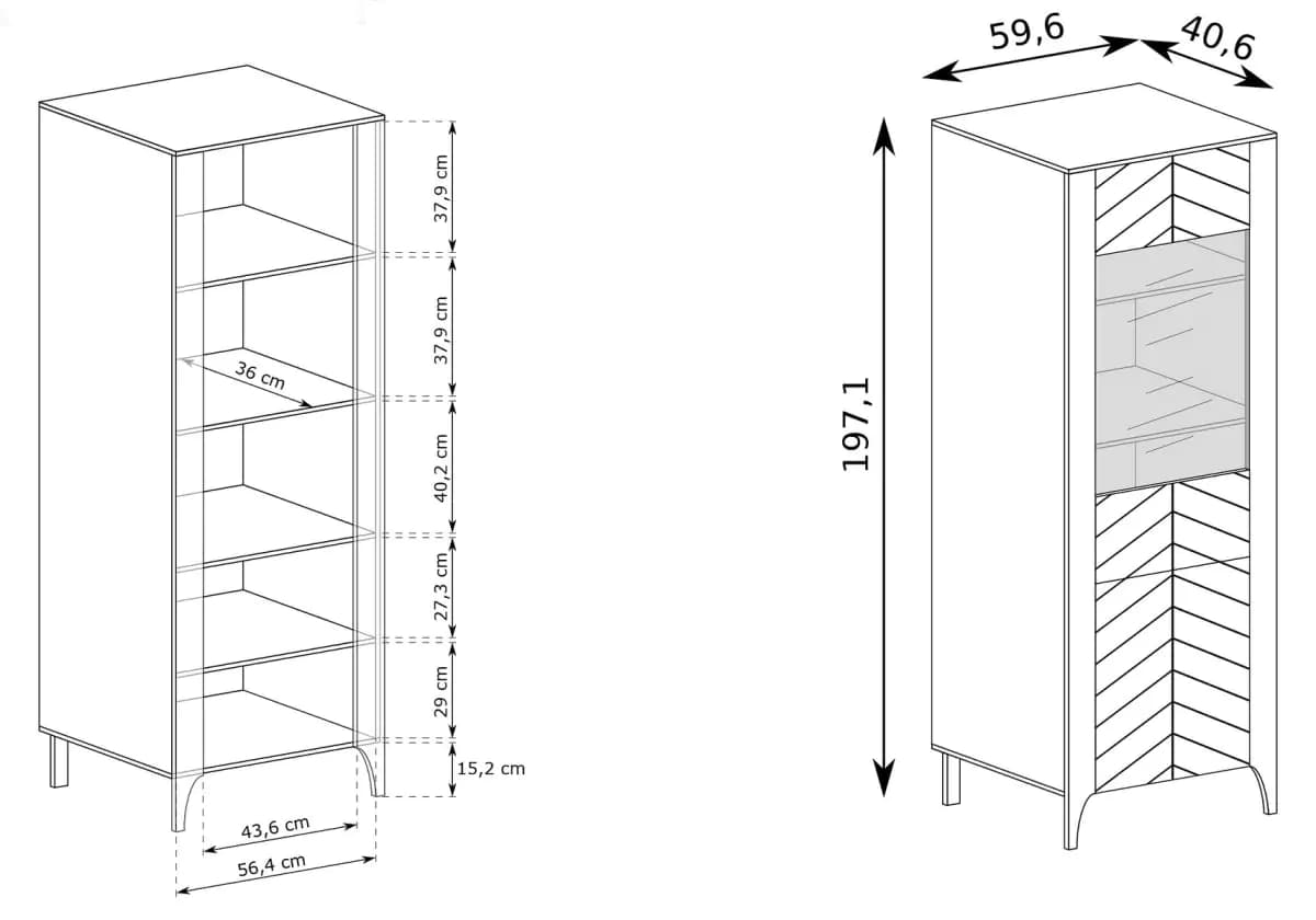 Casarredo Vitrína 1D KENORA - kašmír - náhled 5
