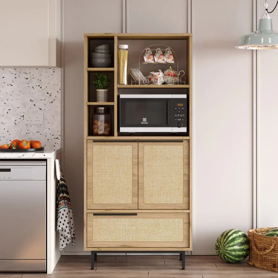 Casarredo Skříňka na mikrovlnku VERACRUZ - dub/jutový vzor