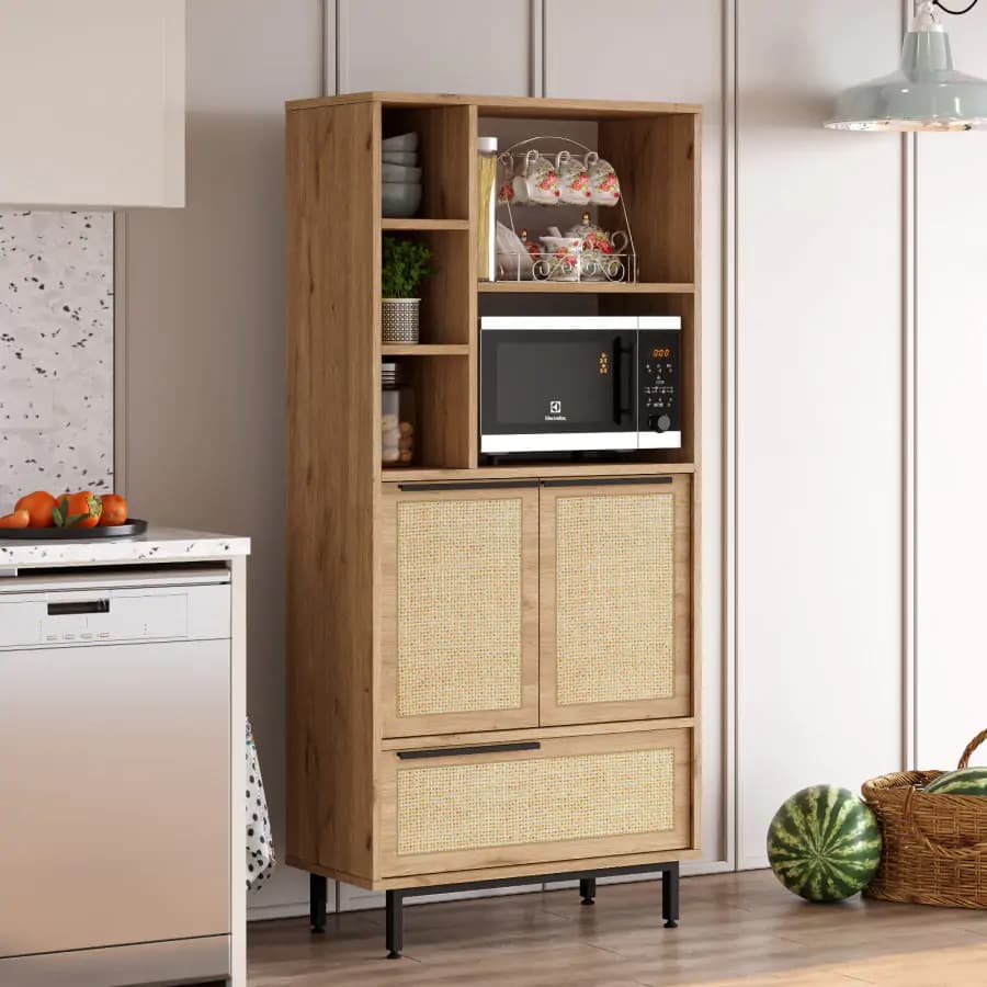 Casarredo Skříňka na mikrovlnku VERACRUZ - dub/jutový vzor - náhled 4