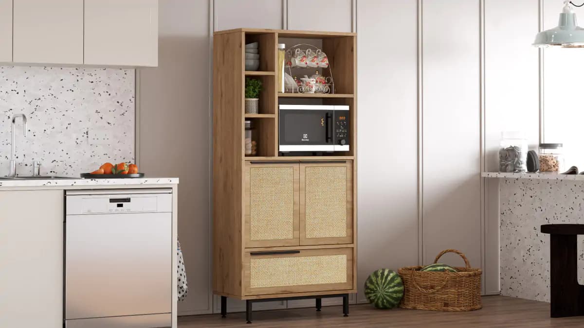 Casarredo Skříňka na mikrovlnku VERACRUZ - dub/jutový vzor - náhled 5