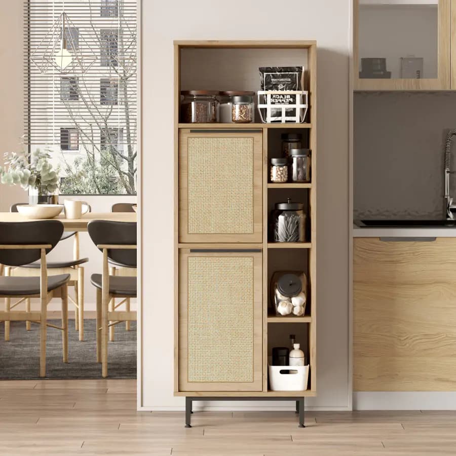 Casarredo Skříňka na mikrovlnku IGUALA - dub/jutový vzor