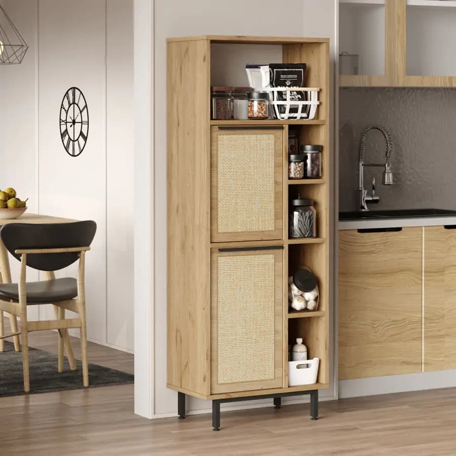 Casarredo Skříňka na mikrovlnku IGUALA - dub/jutový vzor - náhled 4